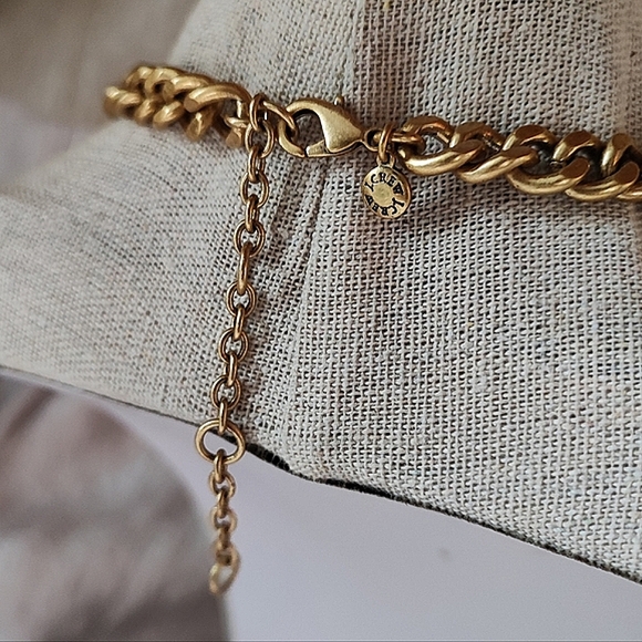 J Crew Opaline and Peach Faceted Glass Stone Statement Necklace Brass Tone - Picture 4 of 7